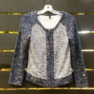 J.Crew cropped cardi jacket Blue Boucle with zipper
